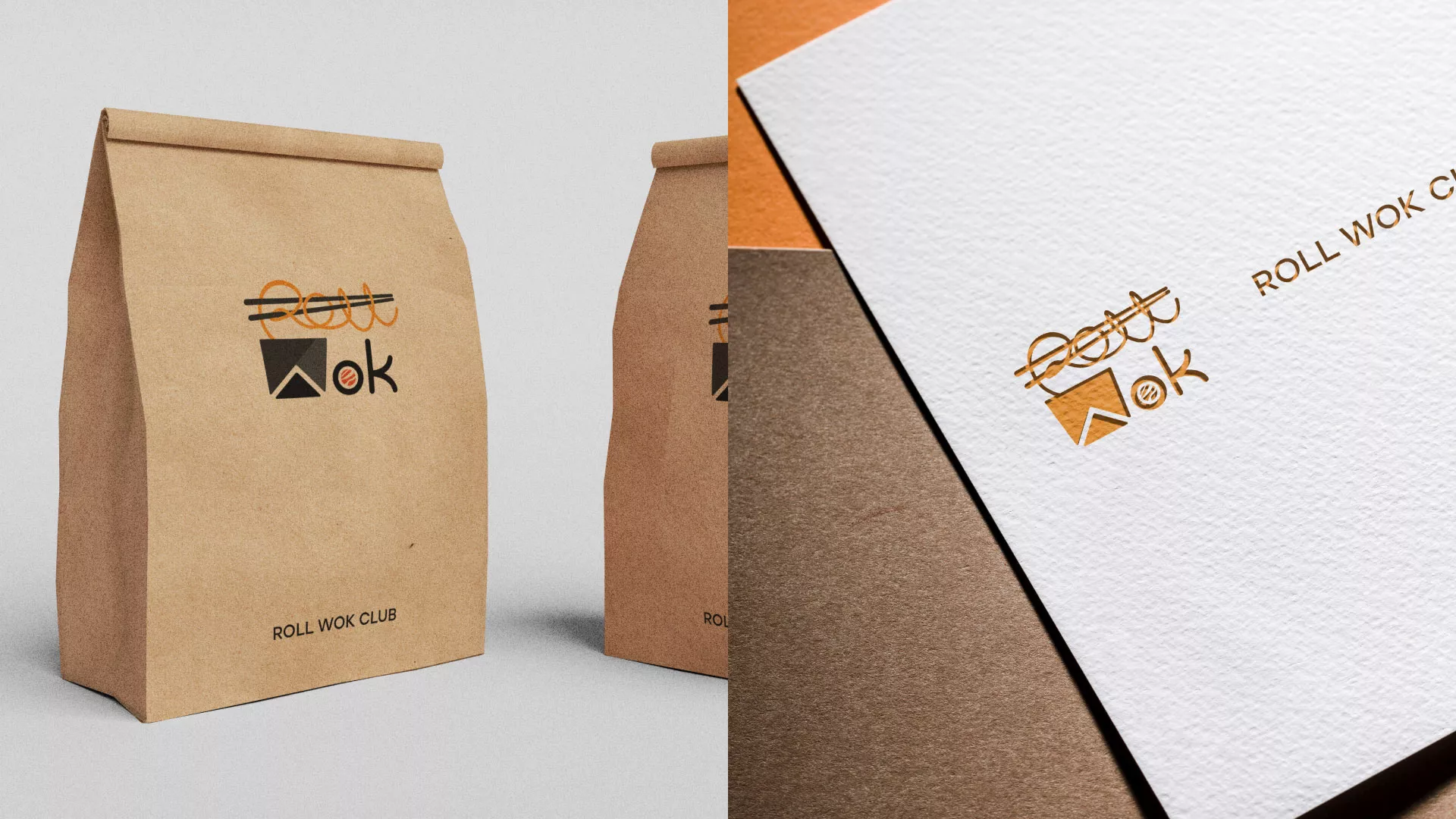 Разработка логотипа суши-бара «Roll Wok Club» в Карабаше