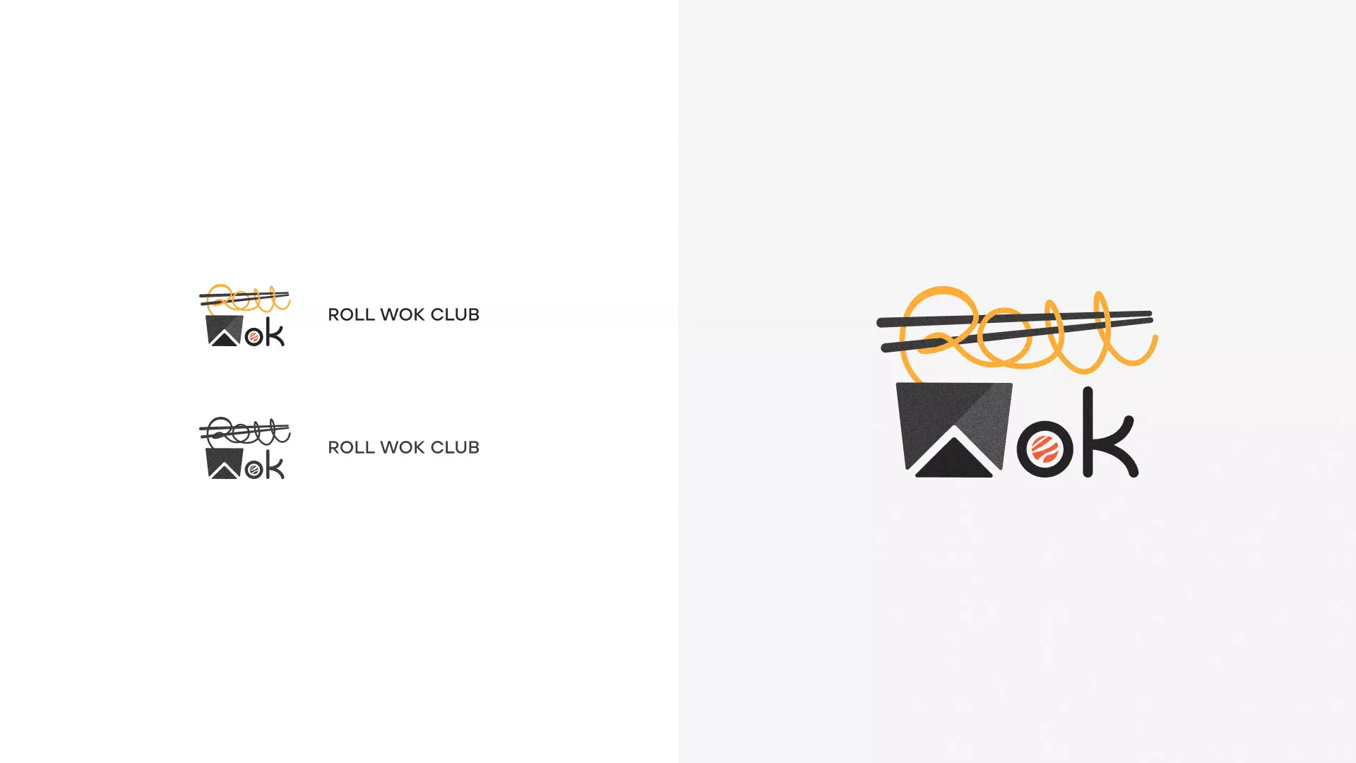 Разработка логотипа суши-бара «Roll Wok Club» в Карабаше